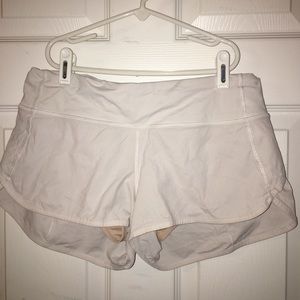 Lululemon White Speed Shorts